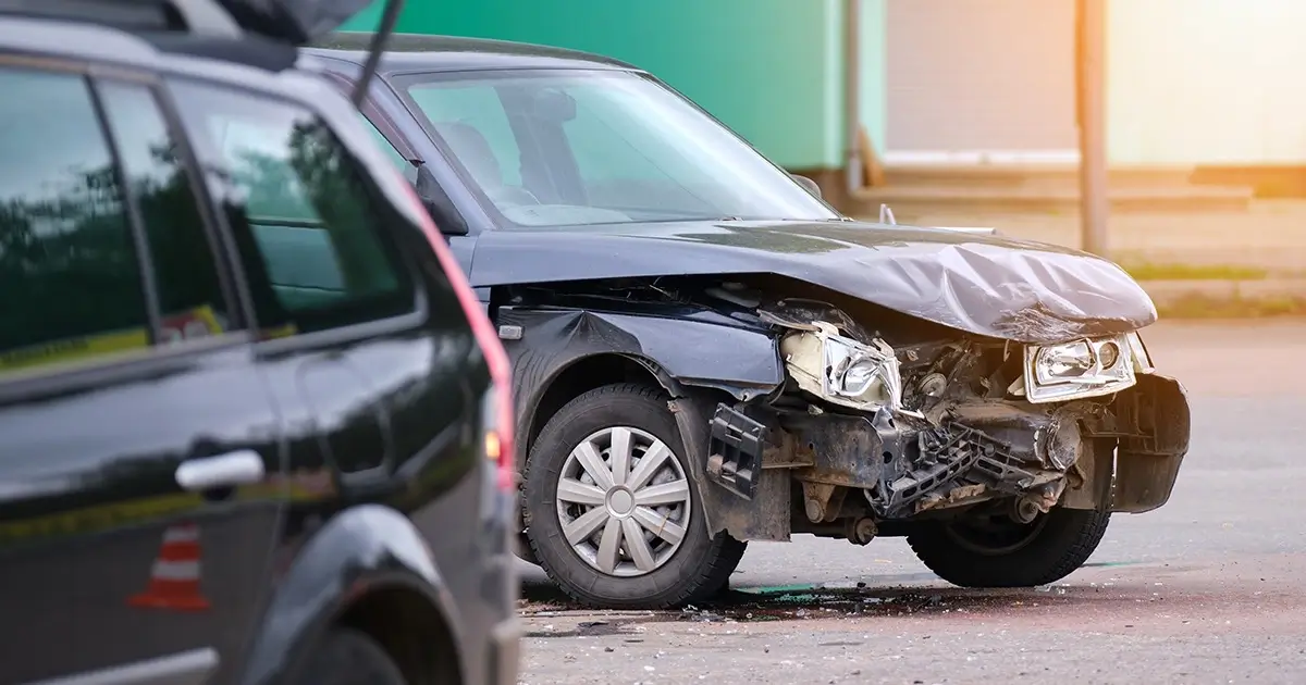 Wrecked car after accident